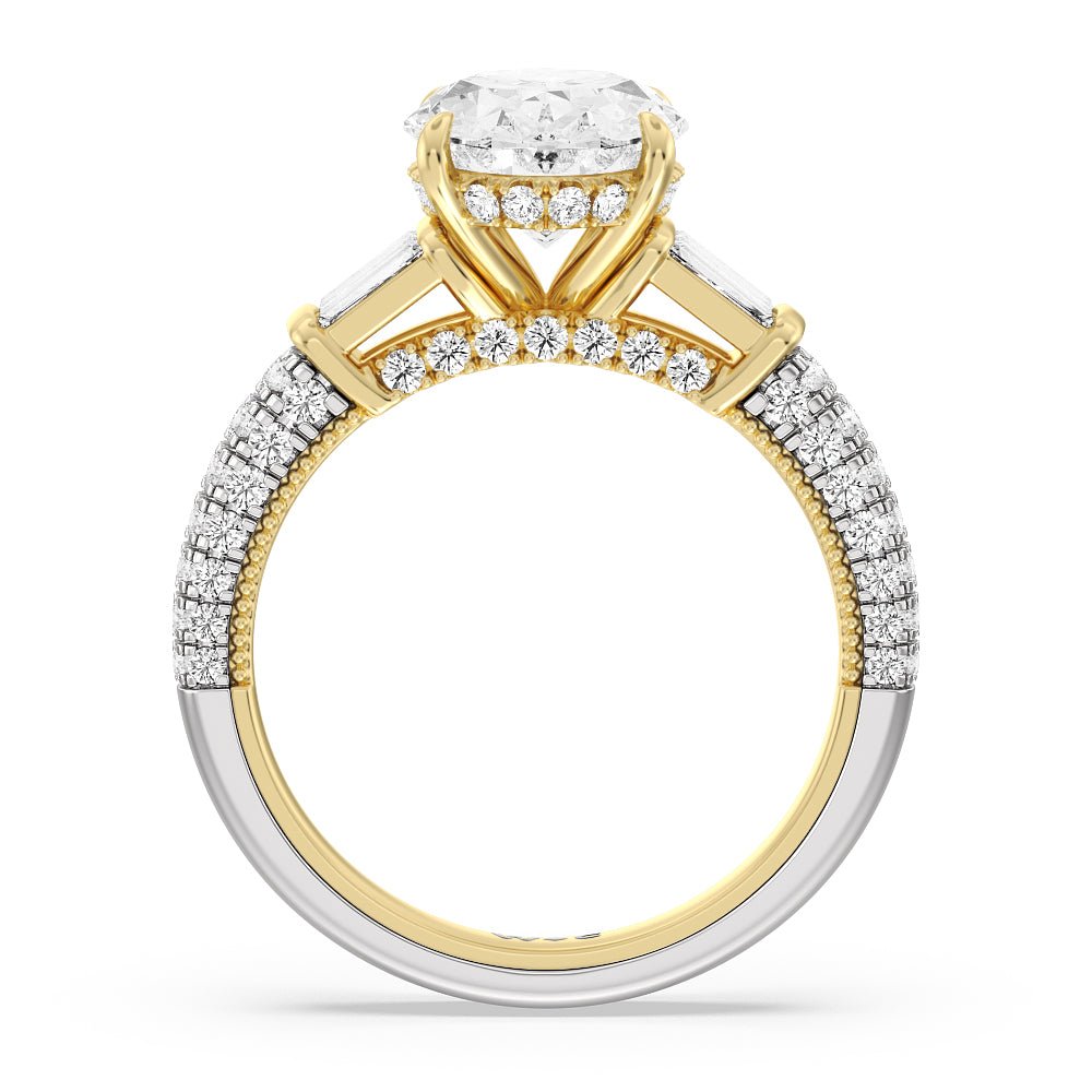 The Mulberry Ring with Oval Cut Diamond in 14KT White & Yellow Gold view 2
