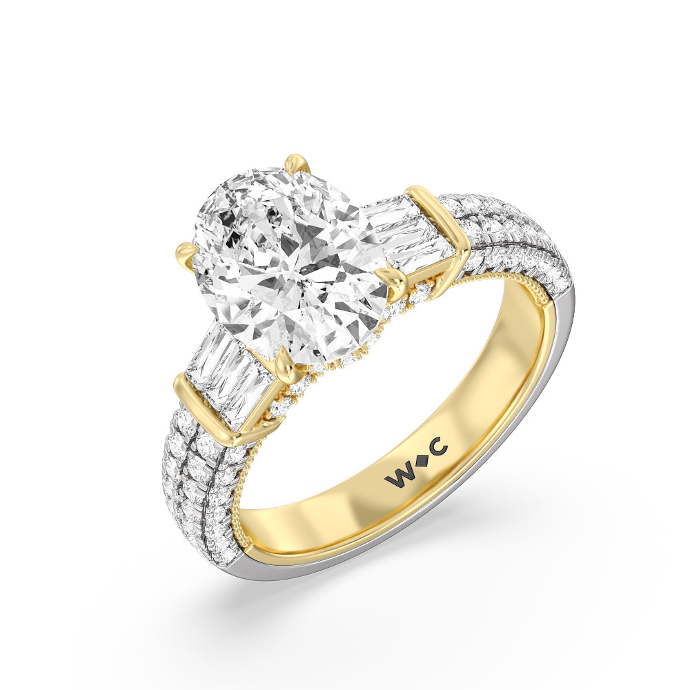 The Mulberry Ring with Oval Cut Diamond in 14KT White & Yellow Gold view 3
