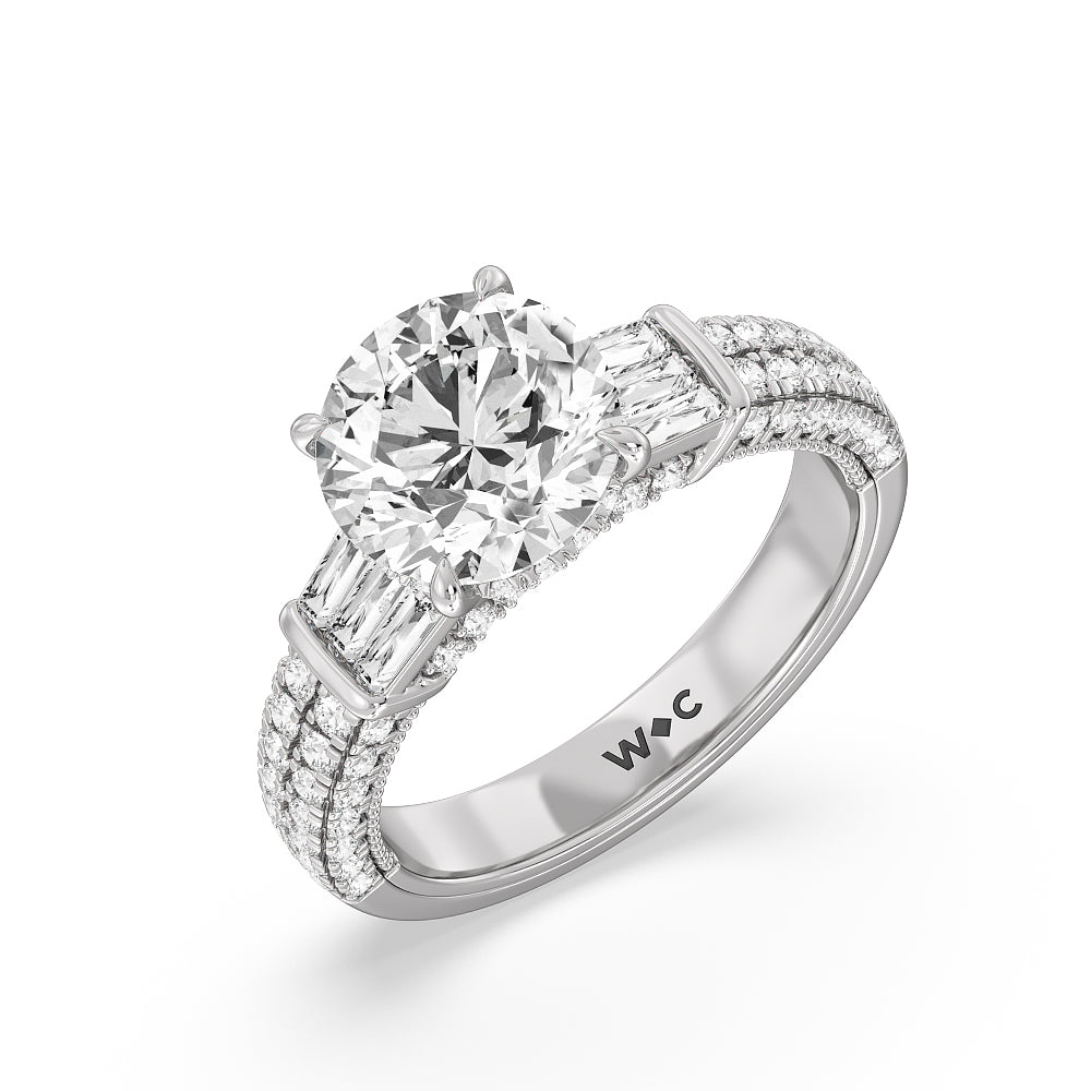 The Mulberry Ring with Round Cut Diamond in 14KT Platinum view 3

