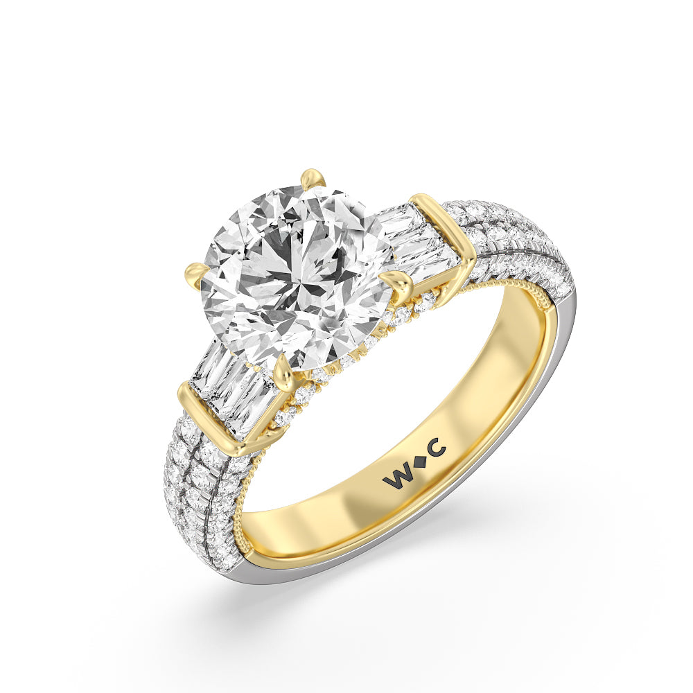 The Mulberry Ring with Round Cut Diamond in 14KT White & Yellow Gold view 3
