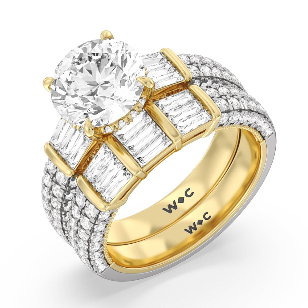 The Mulberry Diamond Wedding Band with 18KT White & Yellow Gold Cut Diamond in 14KT White & Yellow Gold view 3
