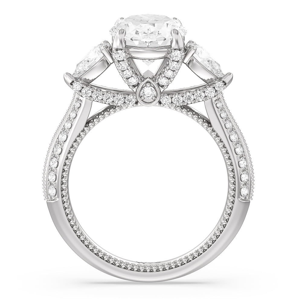 The Houston Ring with Oval Cut Diamond in 14KT Platinum view 2
