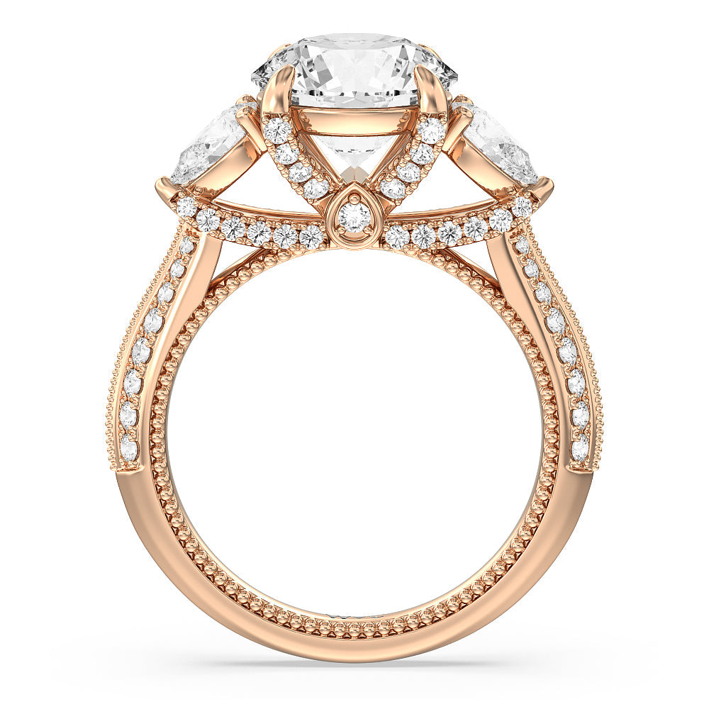 The Houston Ring with Round Cut Diamond in 14KT Rose Gold view 2
