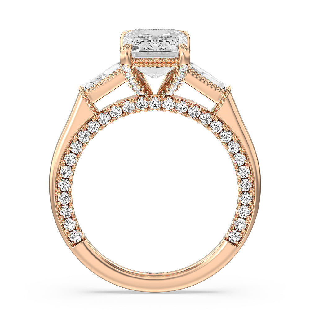 Emerald Cut The Bryant Park Ring with Lab Grown Diamond in 14KT Rose Gold view 2
