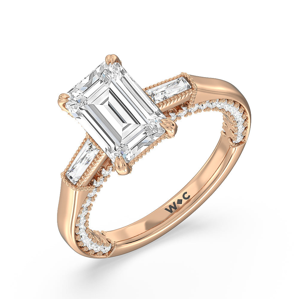 Emerald Cut The Bryant Park Ring with Lab Grown Diamond in 14KT Rose Gold view 3
