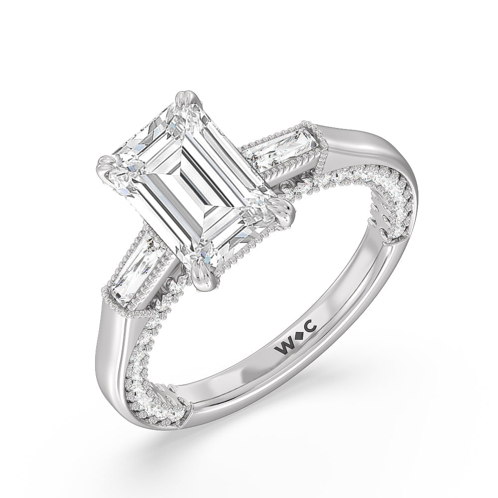 Emerald Cut The Bryant Park Ring with Lab Grown Diamond in 14KT Platinum view 3
