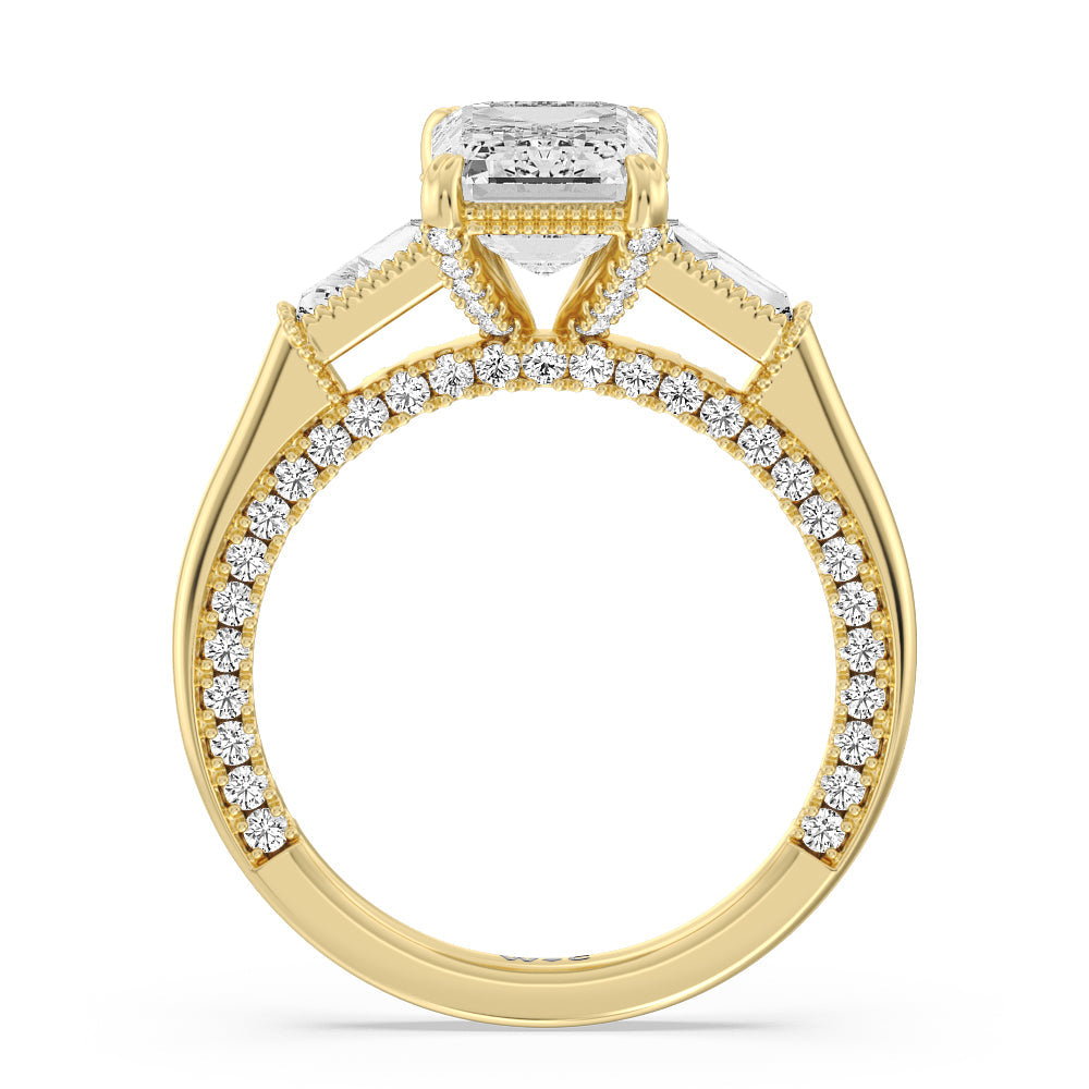 Emerald Cut The Bryant Park Ring with Lab Grown Diamond in 14KT Yellow Gold view 2
