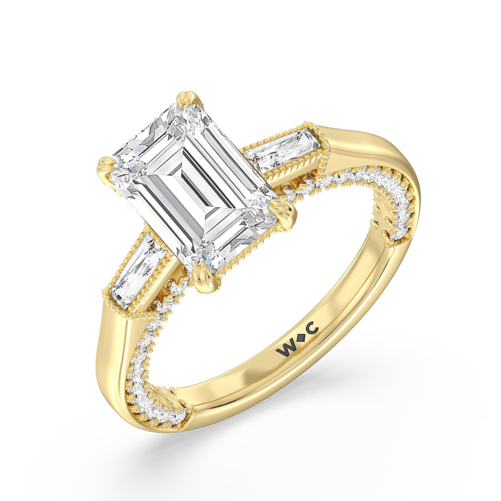 Emerald Cut The Bryant Park Ring with Lab Grown Diamond in 14KT Yellow Gold view 3
