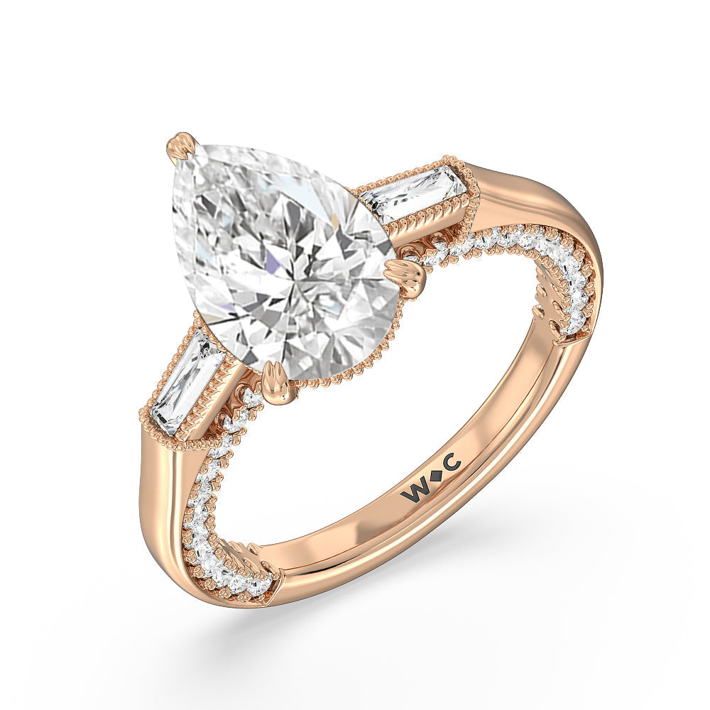 Pear Cut The Bryant Park Ring with Lab Grown Diamond in 14KT Rose Gold view 3
