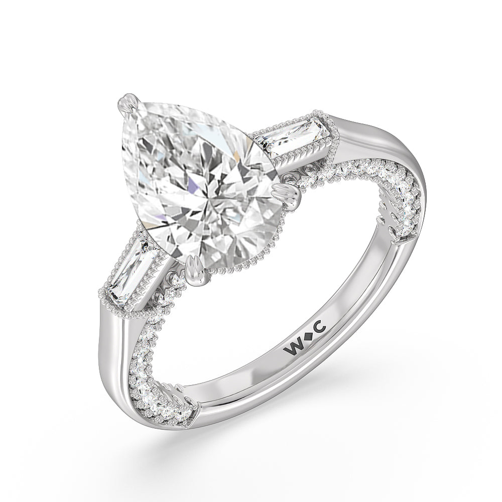 Pear Cut The Bryant Park Ring with Lab Grown Diamond in 14KT Platinum view 3
