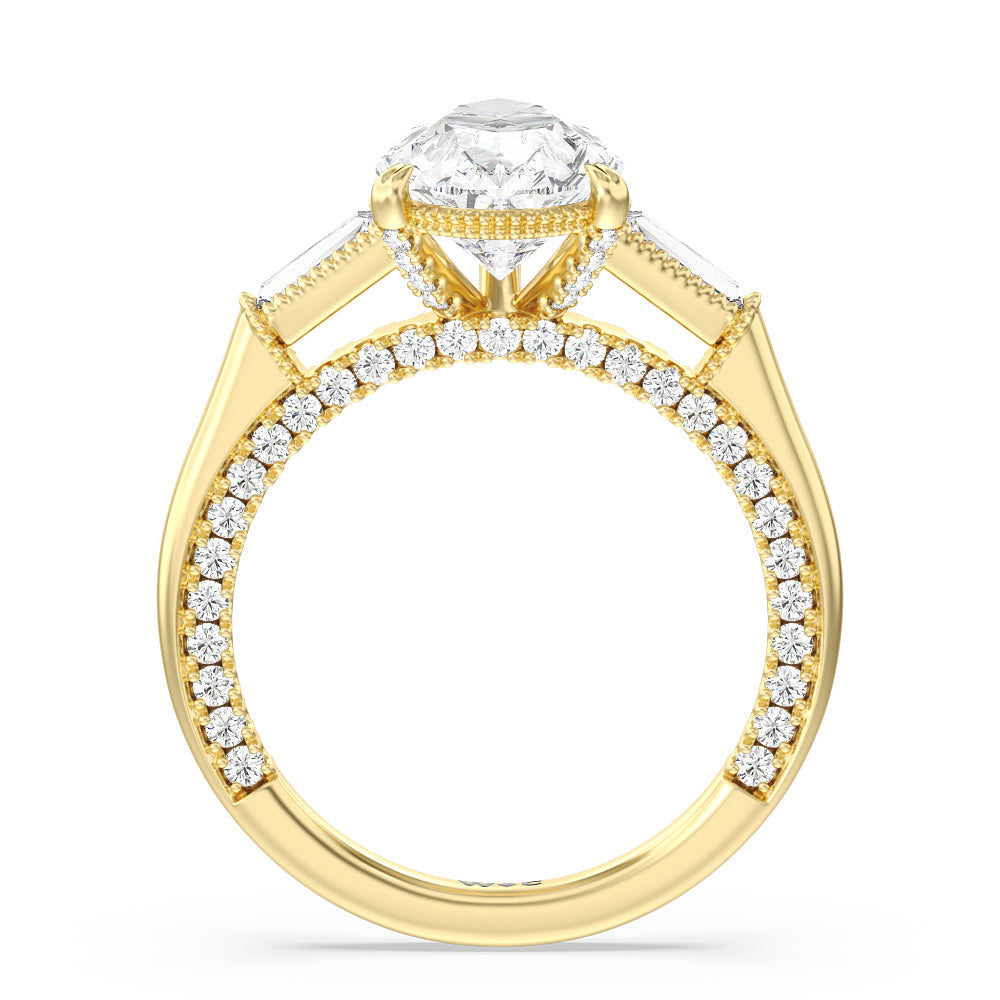 Pear Cut The Bryant Park Ring with Lab Grown Diamond in 14KT Yellow Gold view 2
