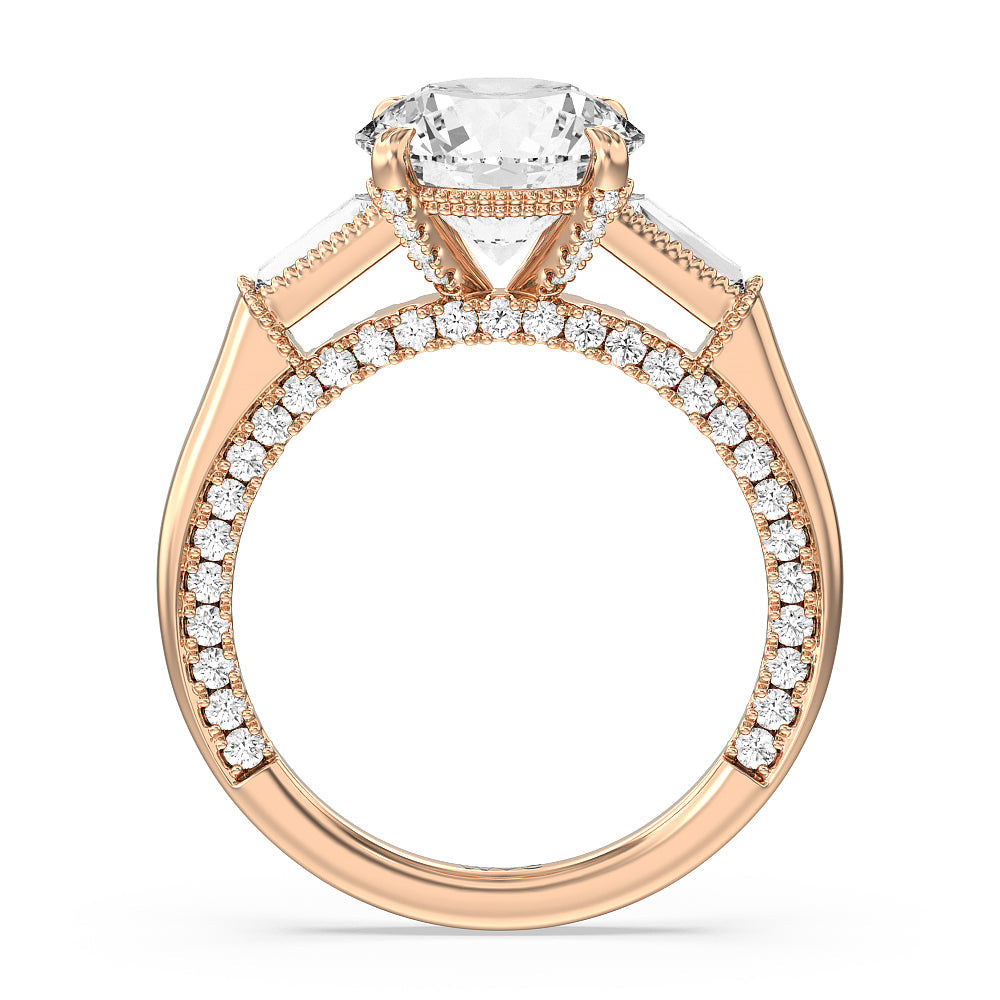 Round Cut The Bryant Park Ring with Lab Grown Diamond in 14KT Rose Gold view 2
