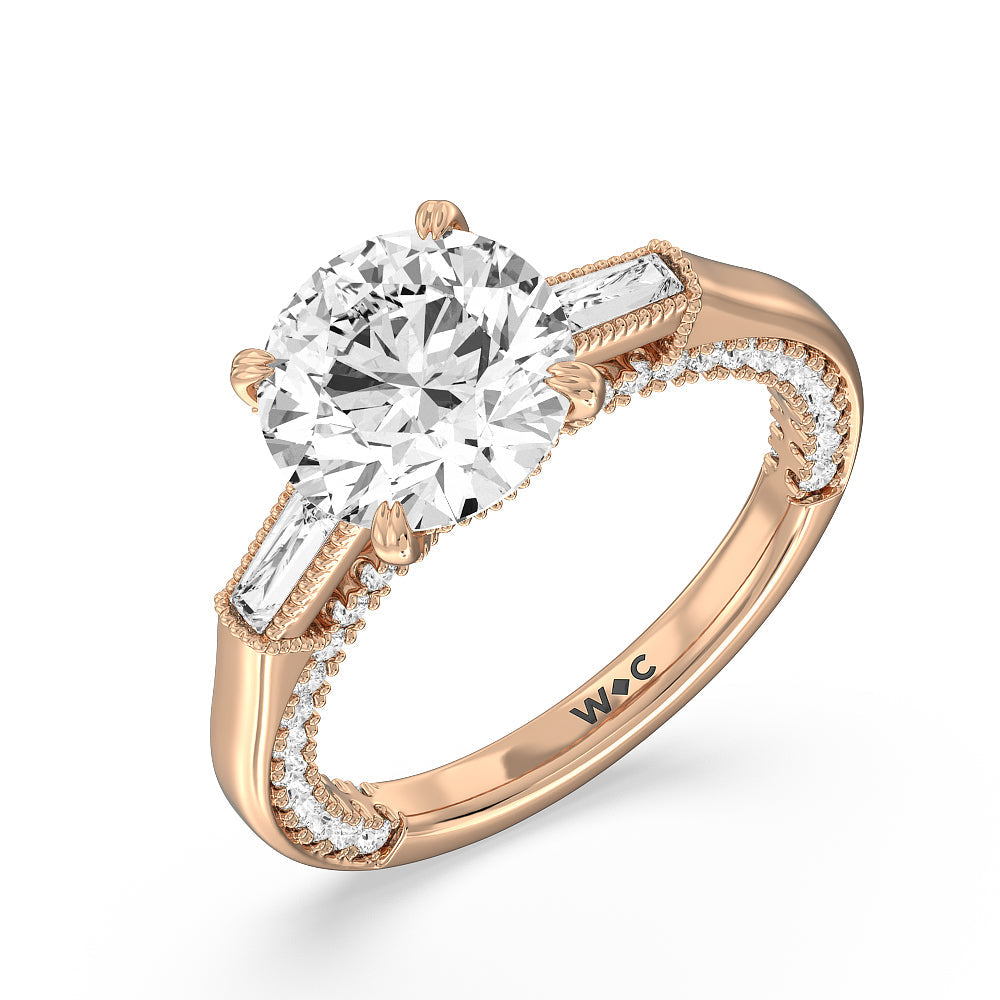 Round Cut The Bryant Park Ring with Lab Grown Diamond in 14KT Rose Gold view 3
