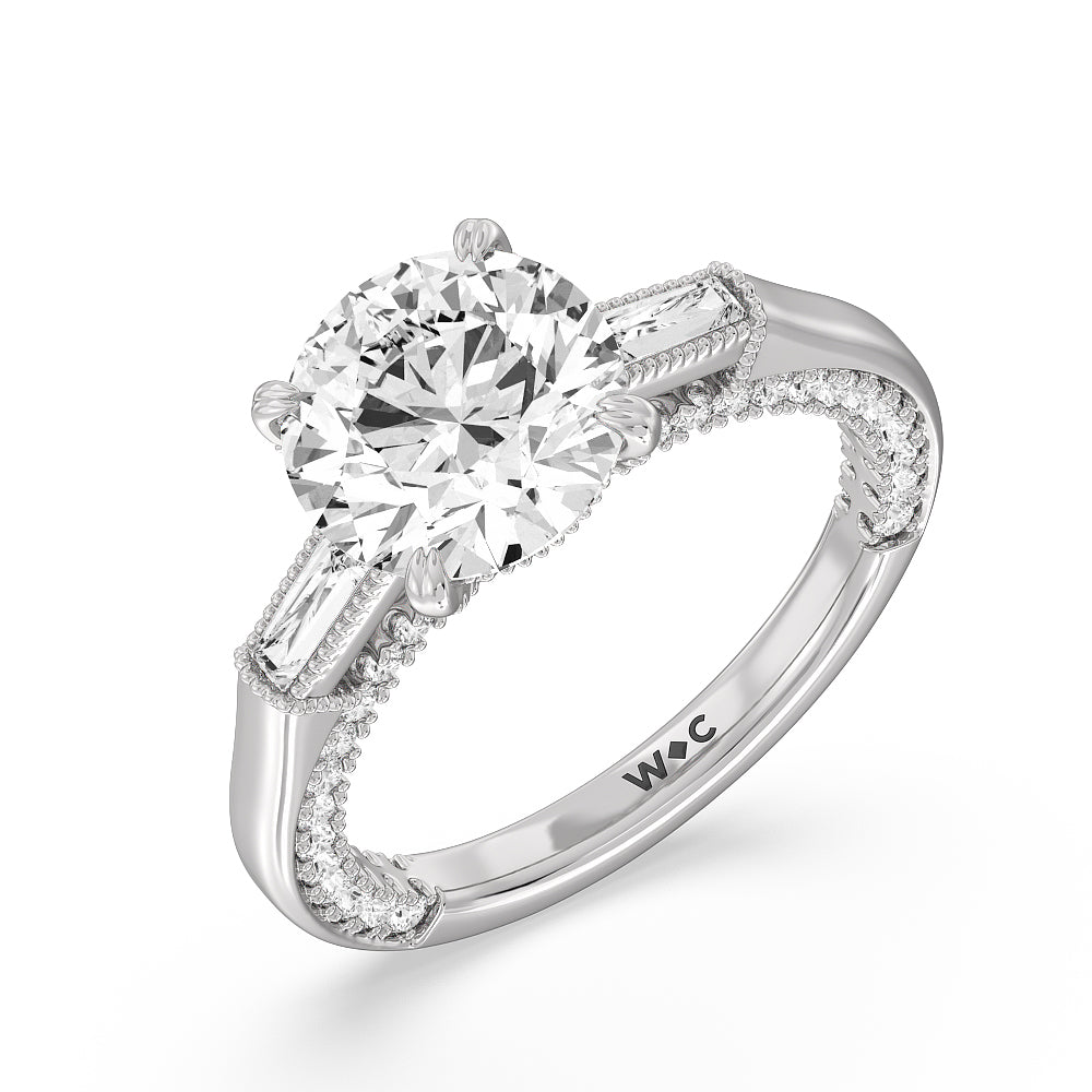 Round Cut The Bryant Park Ring with Lab Grown Diamond in 14KT Platinum view 3
