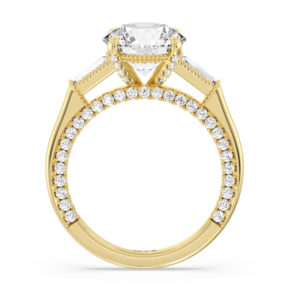 Round Cut The Bryant Park Ring with Lab Grown Diamond in 14KT Yellow Gold view 2
