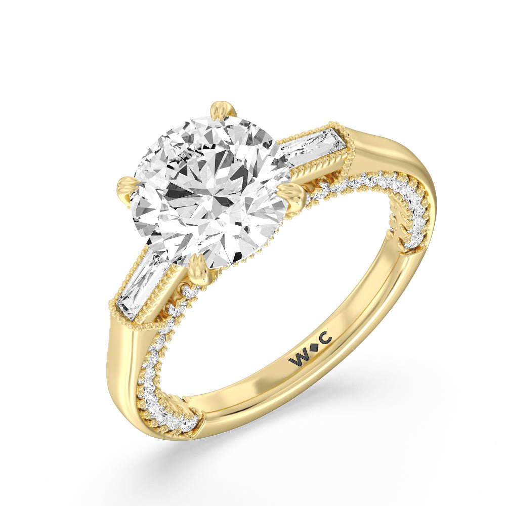 Round Cut The Bryant Park Ring with Lab Grown Diamond in 14KT Yellow Gold view 3
