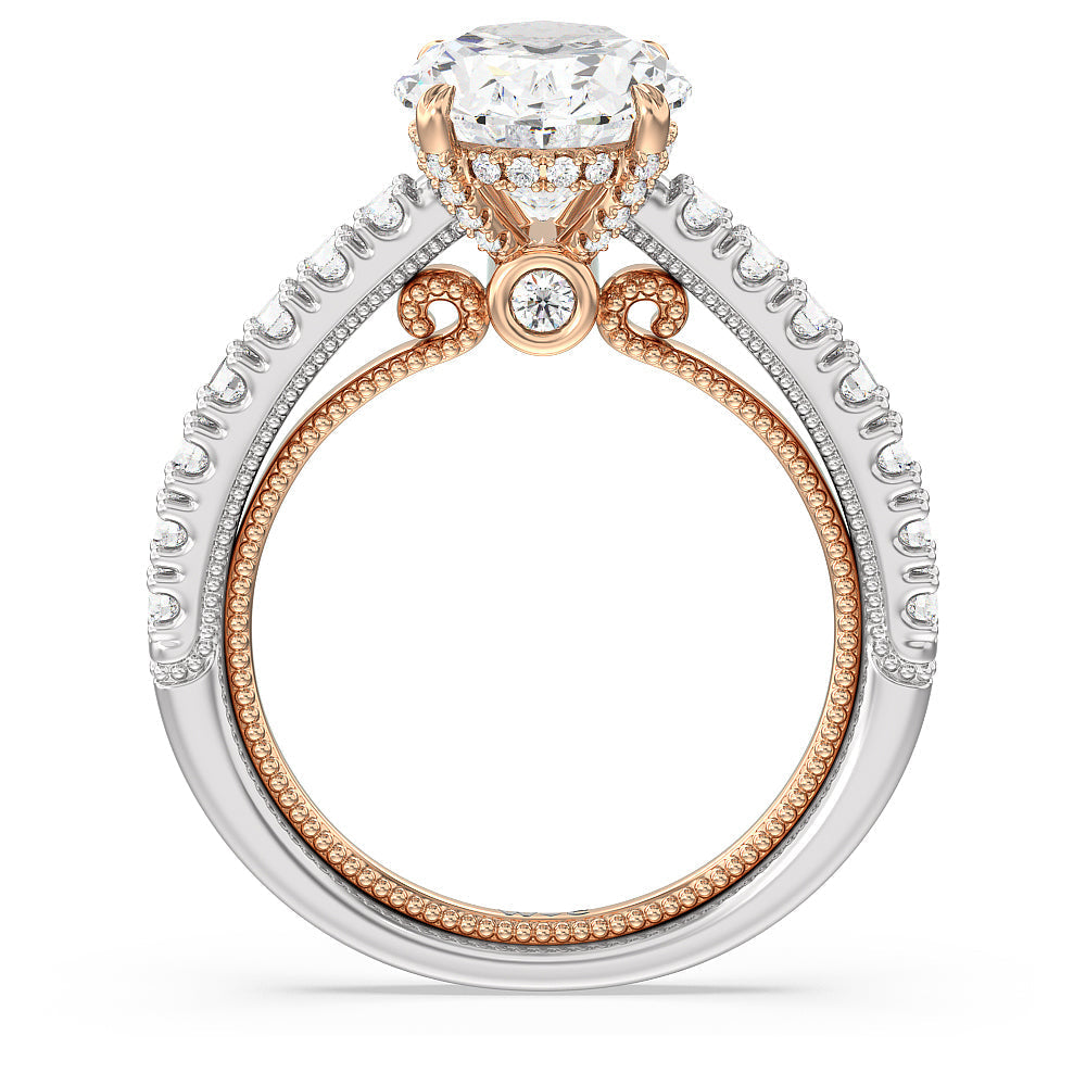The Liberty Ring with Oval Cut Diamond in 14KT White & Rose Gold view 2
