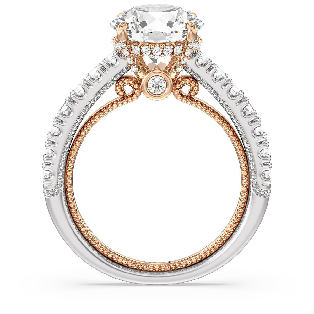 The Liberty Ring with Round Cut Diamond in 14KT White & Rose Gold view 2
