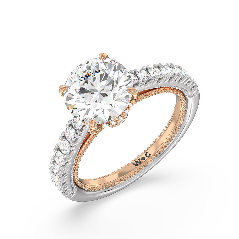 The Liberty Ring with Round Cut Diamond in 14KT White & Rose Gold view 3
