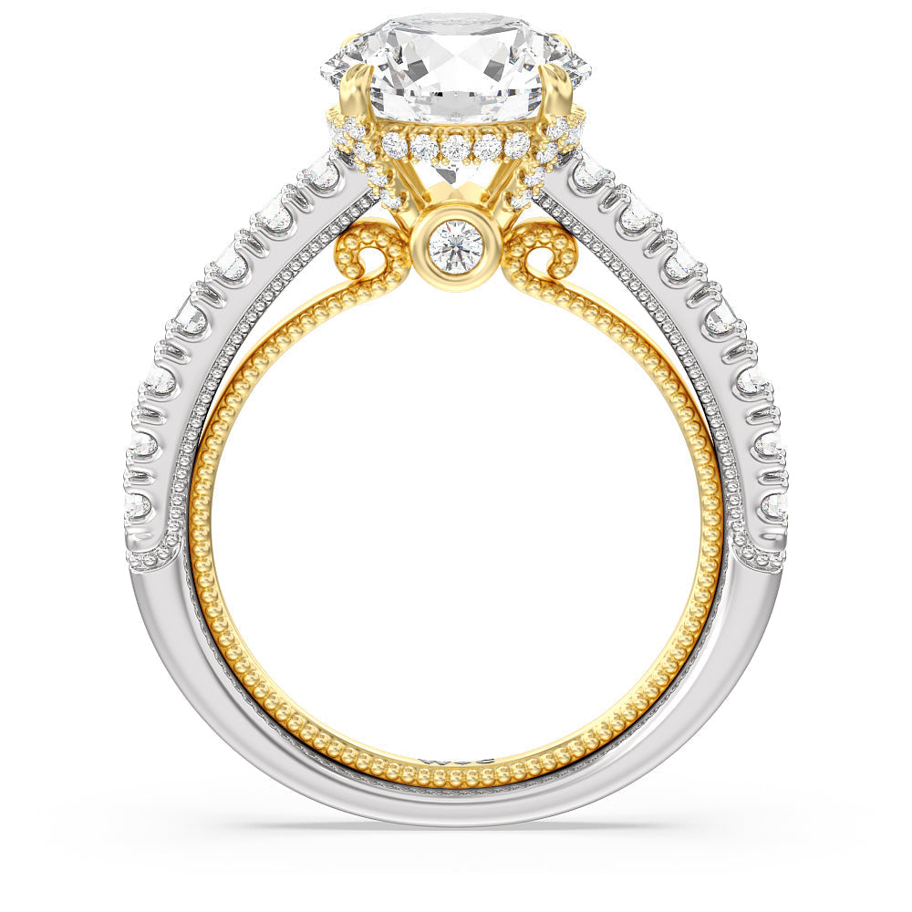 The Liberty Ring with Round Cut Diamond in 14KT White & Yellow Gold view 2
