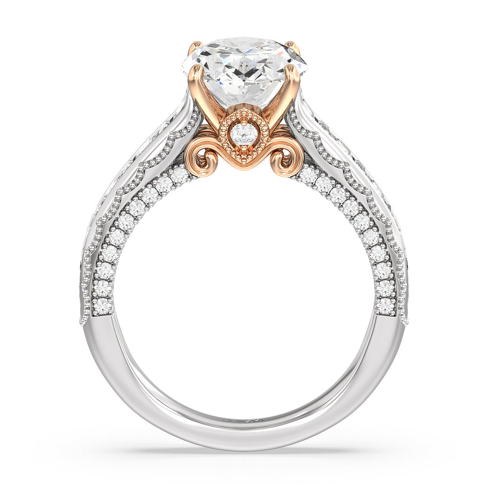 Emerald Cut The Morgan Ring (E+ VVS+) with Lab Grown Diamond in 14KT White & Rose Gold view 2
