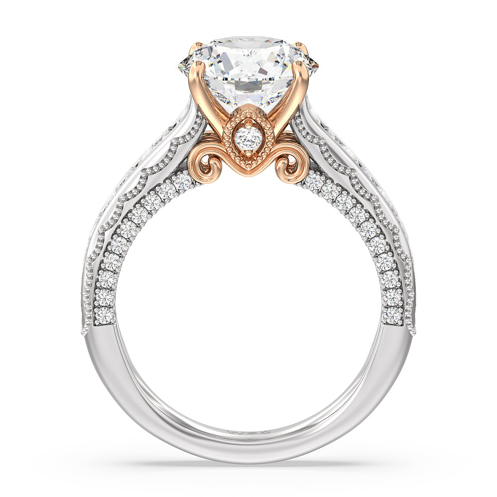 Round Cut The Morgan Ring (E+ VVS+) with Lab Grown Diamond in 14KT White & Rose Gold view 2
