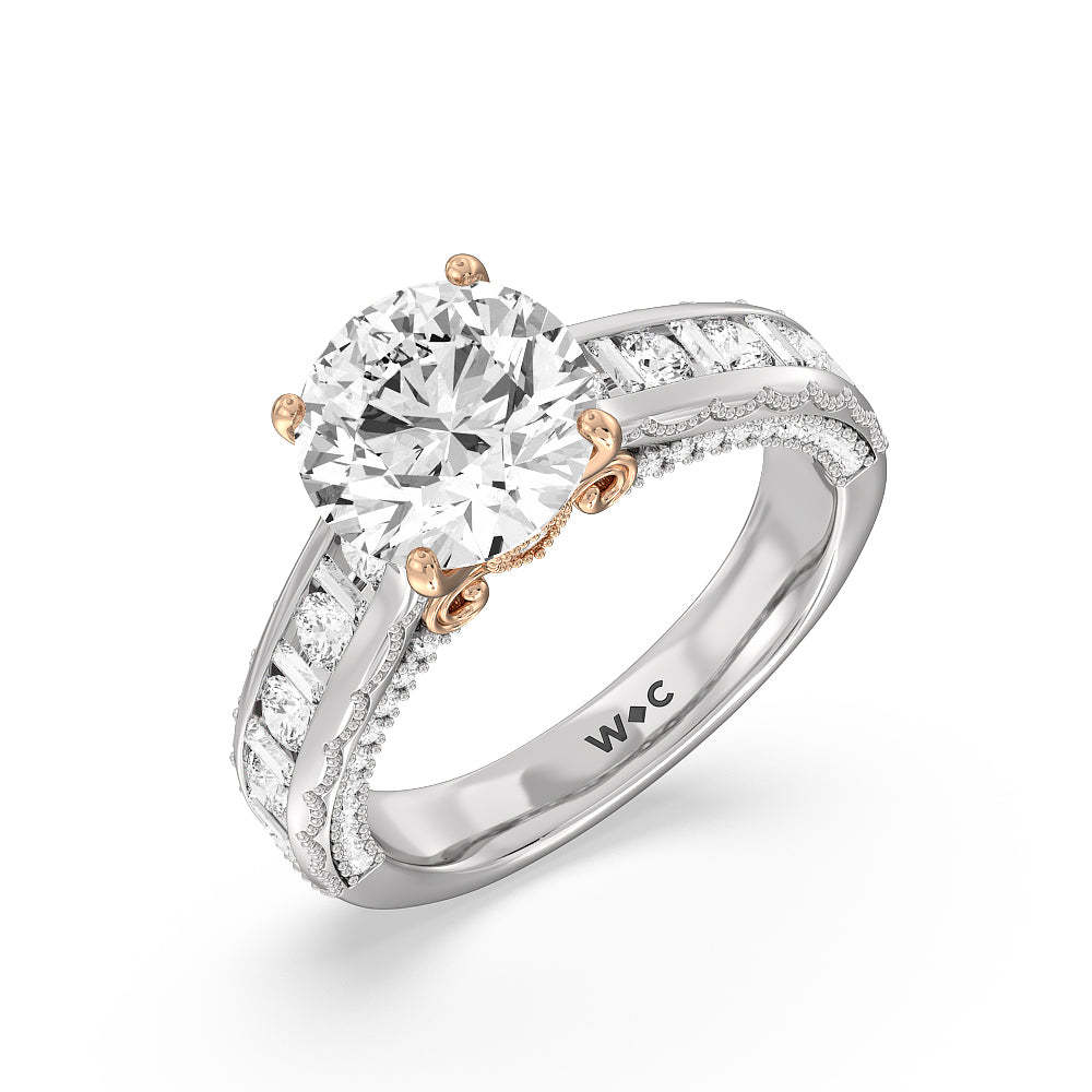 The Morgan Ring with Round Cut Diamond in 14KT White & Rose Gold view 3
