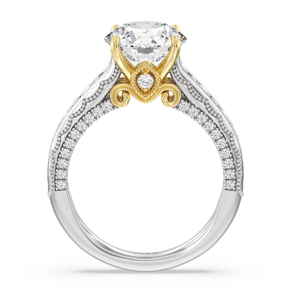 Round Cut The Morgan Ring (E+ VVS+) with Lab Grown Diamond in 14KT White & Yellow Gold view 2
