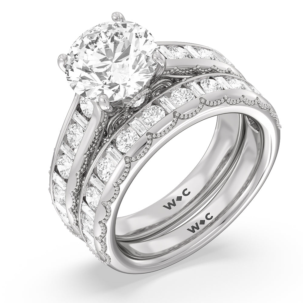 The Morgan Band (E+ VS+) with Platinum Cut Diamond in 14KT Platinum view 3

