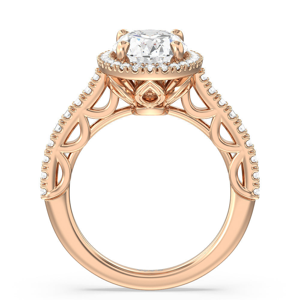The Dakota Ring with Oval Cut Diamond in 14KT Rose Gold view 2
