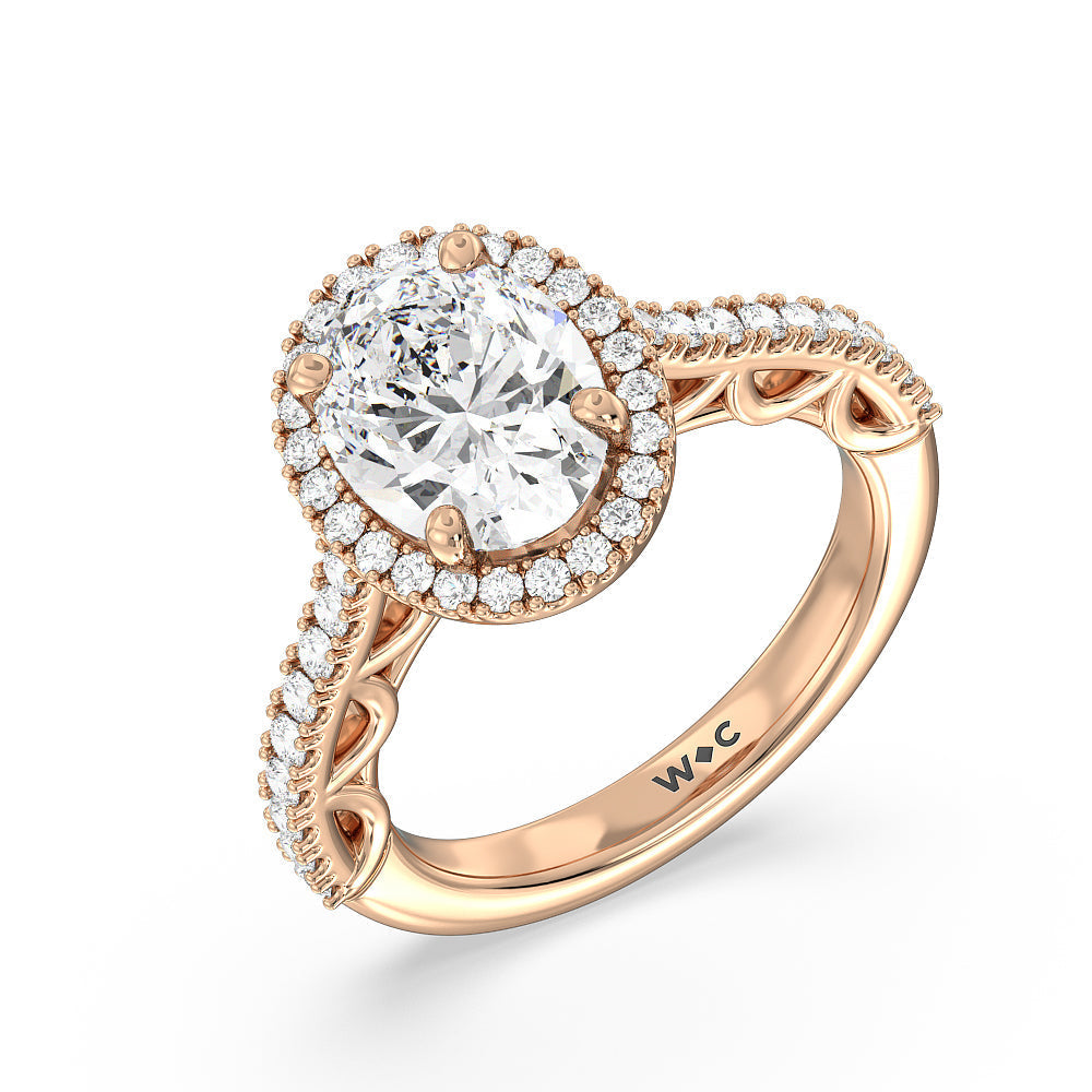 The Dakota Ring with Oval Cut Diamond in 14KT Rose Gold view 3

