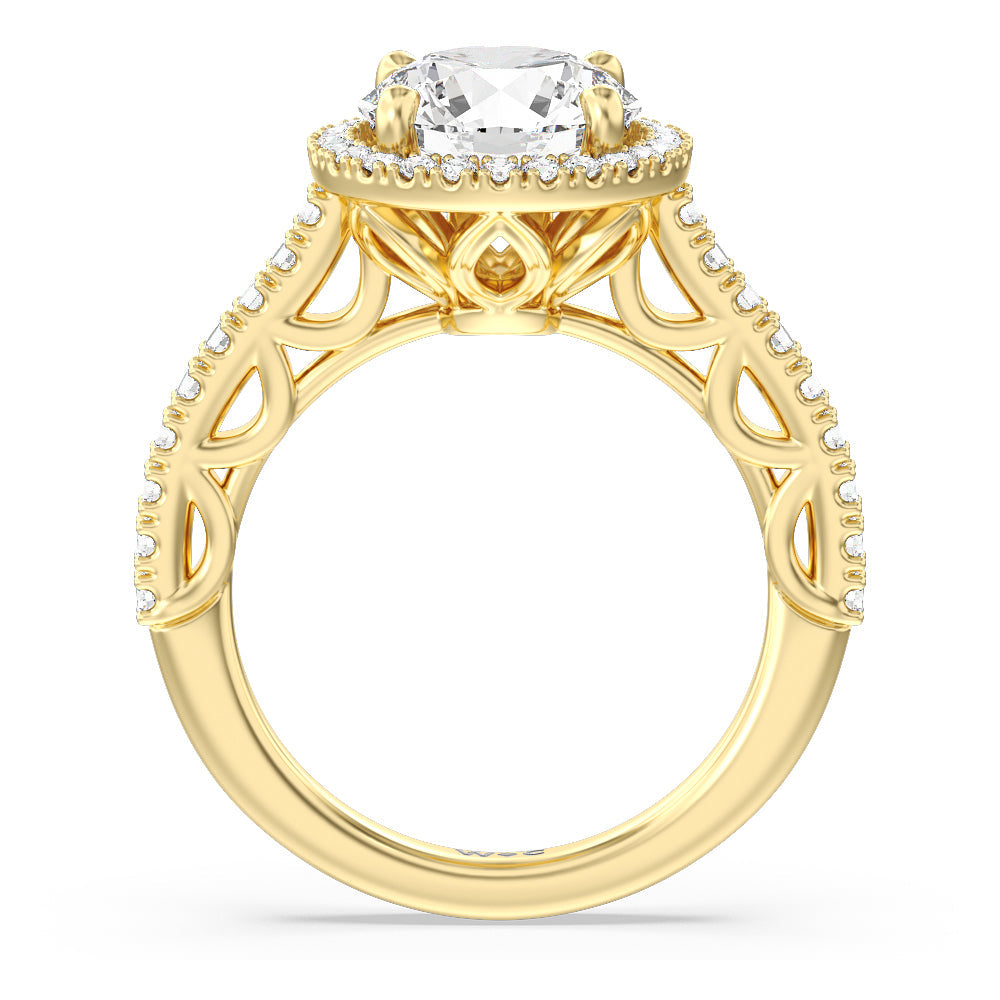 The Dakota Ring with Round Cut Diamond in 14KT Yellow Gold view 2
