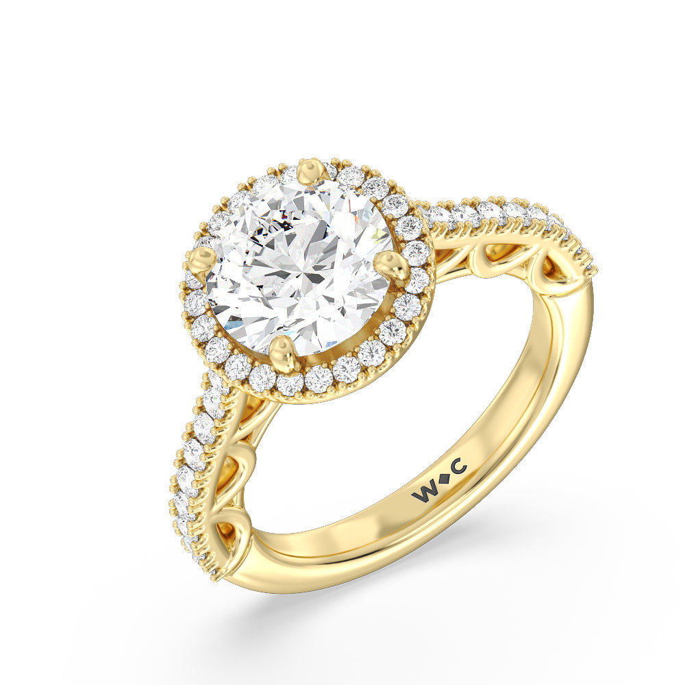 The Dakota Ring with Round Cut Diamond in 14KT Yellow Gold view 3
