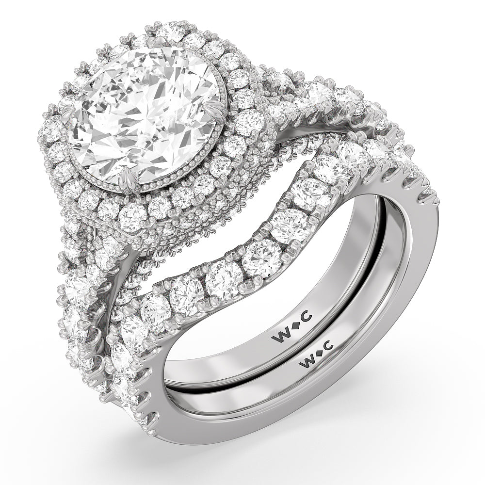 The Cloister Diamond Band with Platinum Cut Diamond in 14KT Platinum view 4
