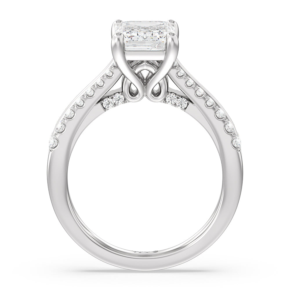 The Essex Ring with Emerald Cut Diamond in 14KT Platinum view 2
