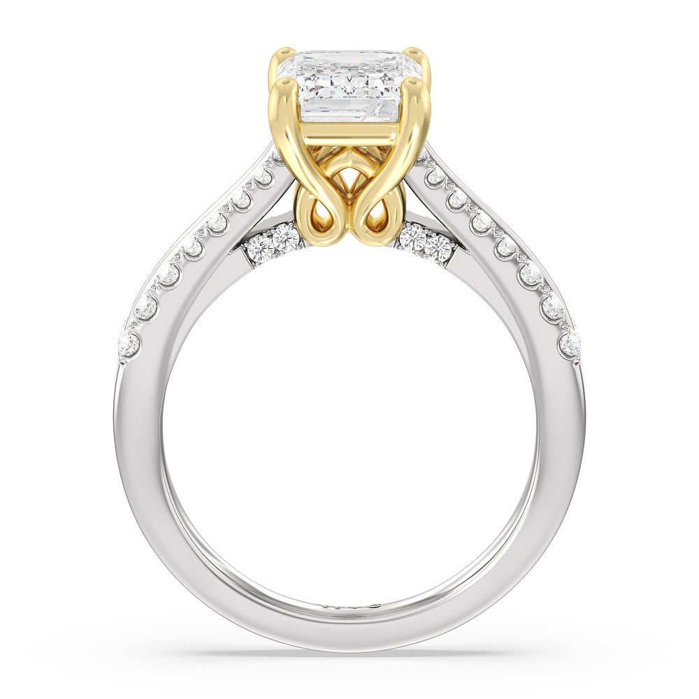 The Essex Ring with Emerald Cut Diamond in 14KT White & Yellow Gold view 2
