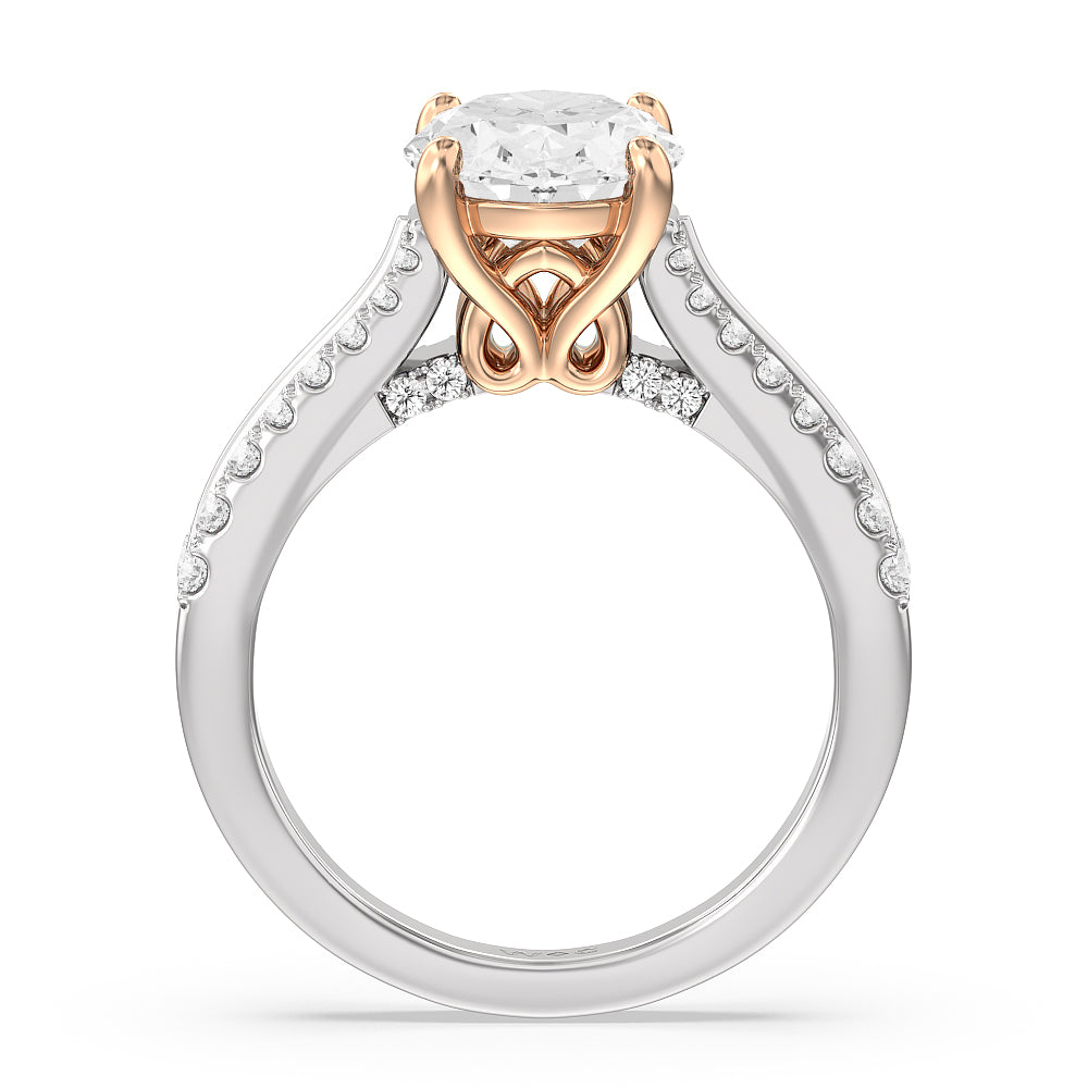 The Essex Ring with Oval Cut Diamond in 14KT White & Rose Gold view 2
