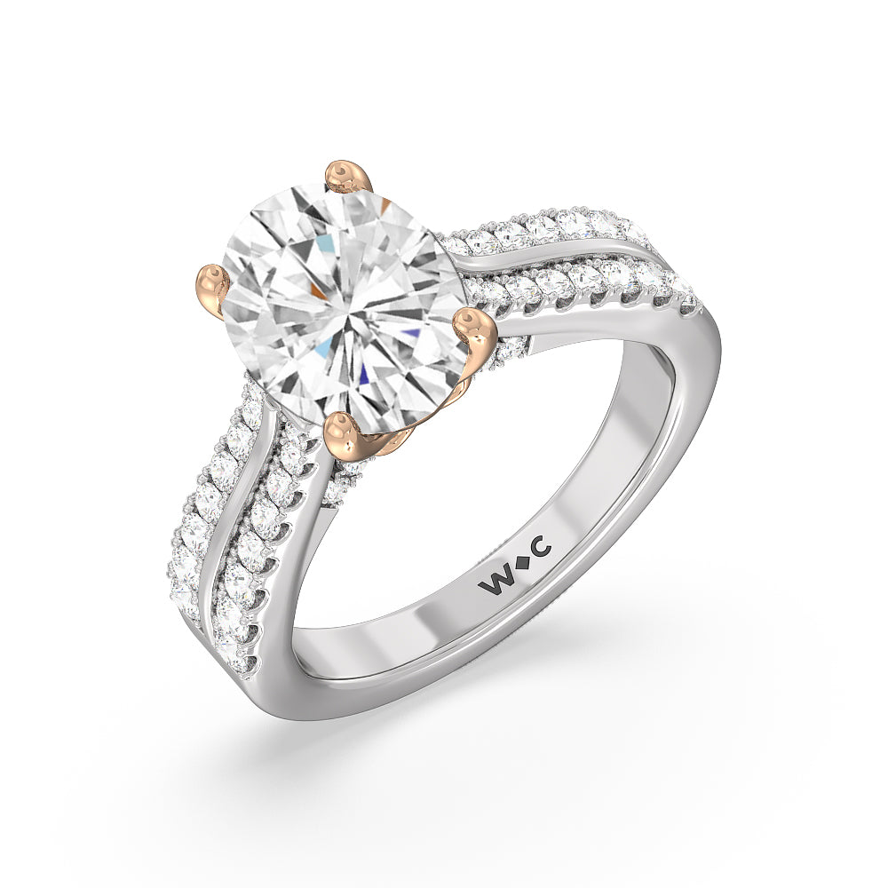 The Essex Ring with Oval Cut Diamond in 14KT White & Rose Gold view 3
