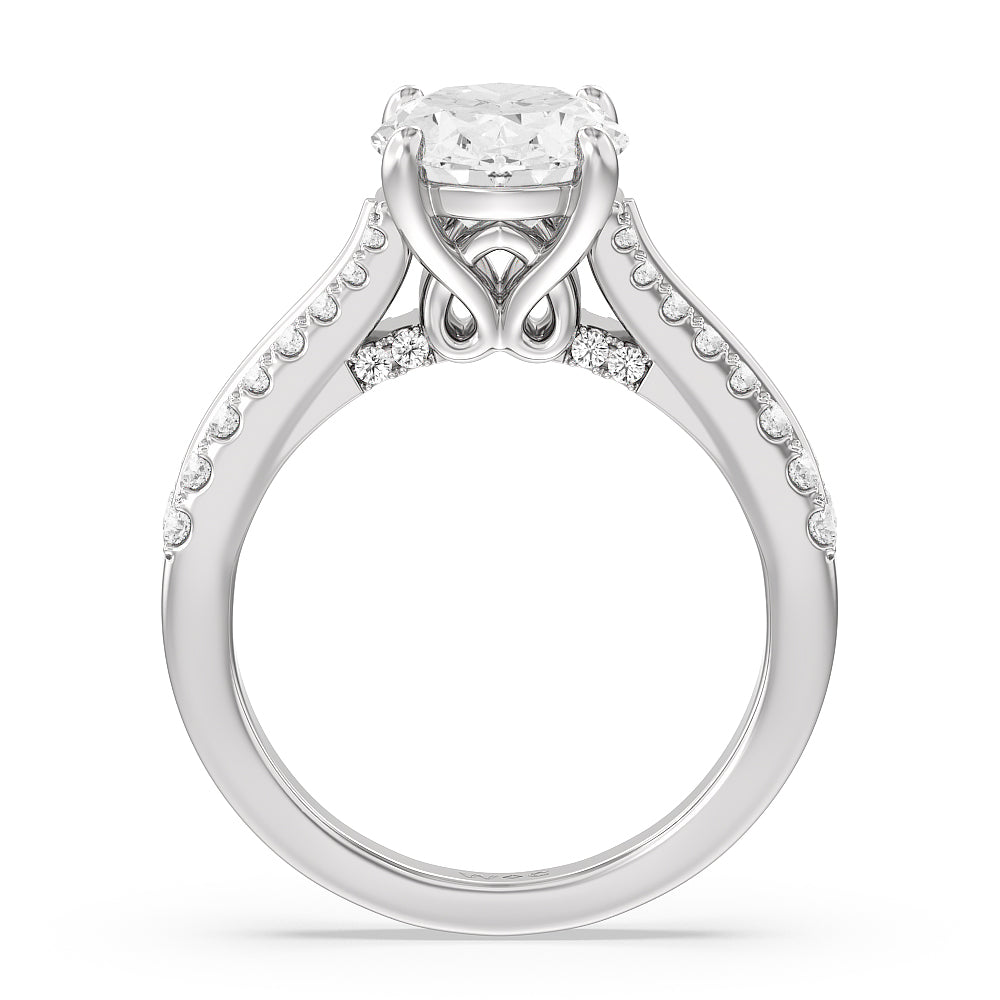 The Essex Ring with Oval Cut Diamond in 14KT Platinum view 2

