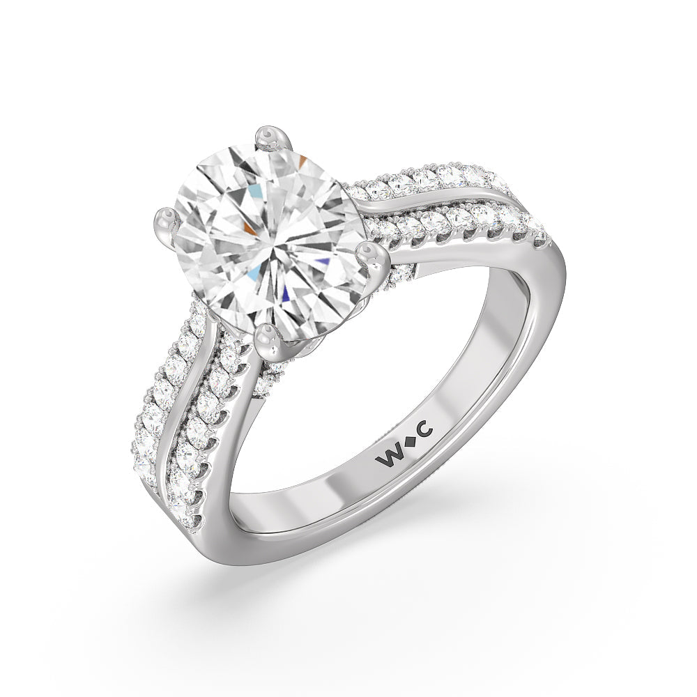 The Essex Ring with Oval Cut Diamond in 14KT Platinum view 3
