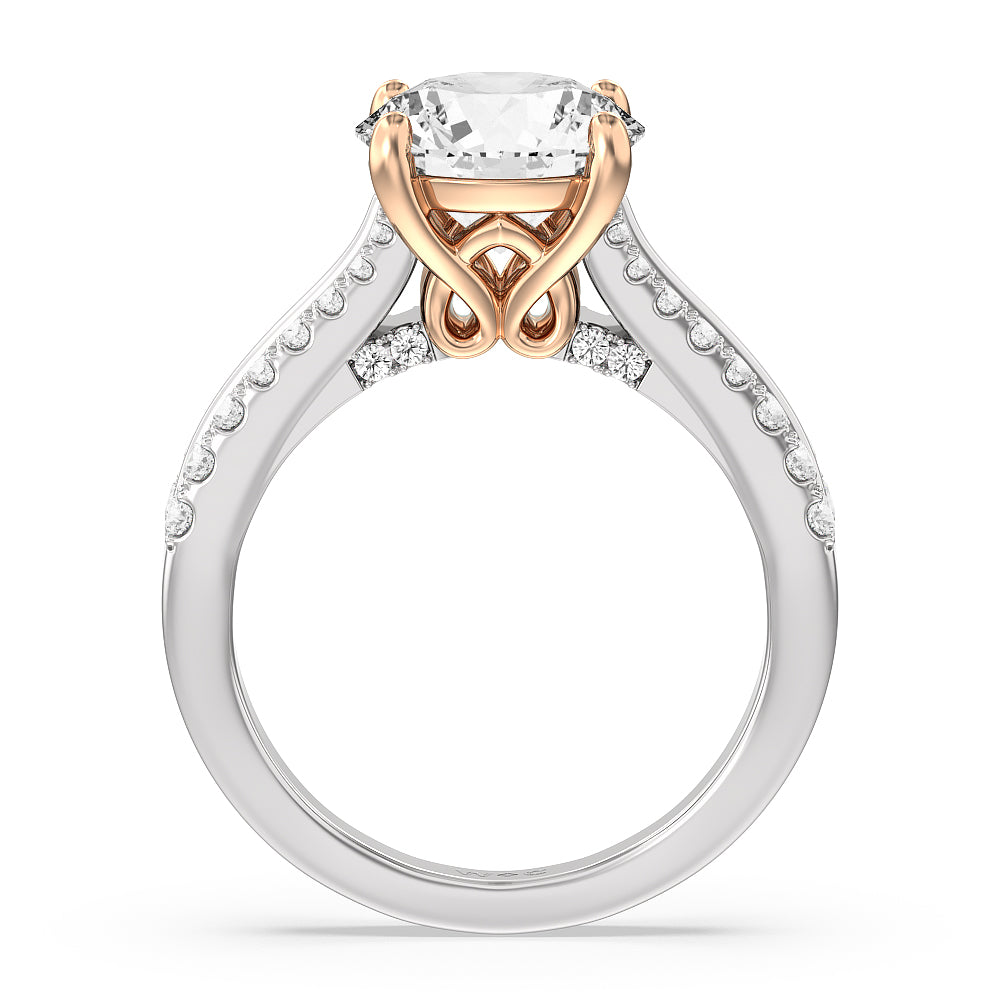 The Essex Ring with Round Cut Diamond in 14KT White & Rose Gold view 2
