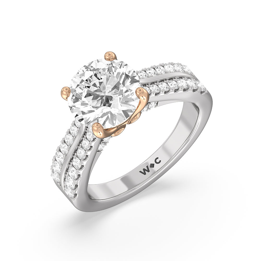 The Essex Ring with Round Cut Diamond in 14KT White & Rose Gold view 3
