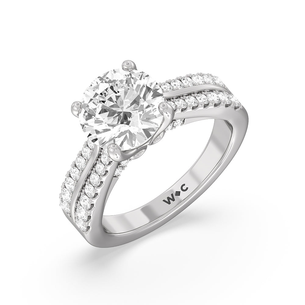 The Essex Ring with Round Cut Diamond in 14KT Platinum view 3
