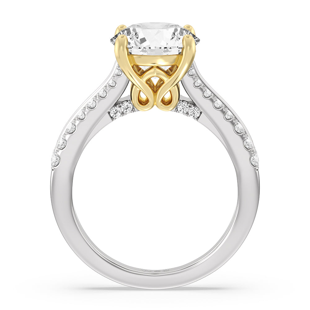 The Essex Ring with Round Cut Diamond in 14KT White & Yellow Gold view 2
