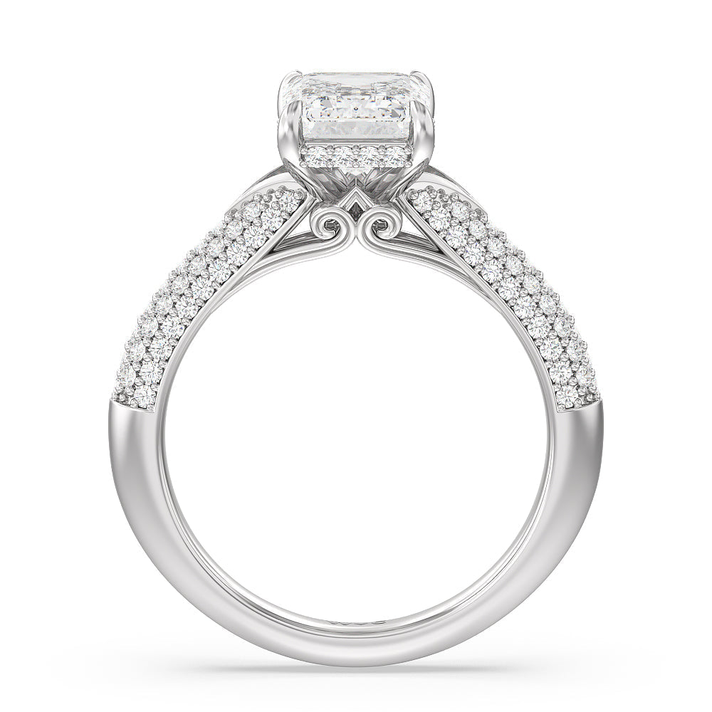 Emerald Cut The Delancey Ring with Lab Grown Diamond in 14KT Platinum view 2
