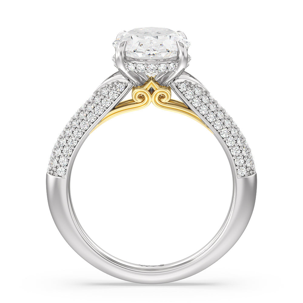 Oval Cut The Delancey Ring with Lab Grown Diamond in 14KT White & Yellow Gold view 2
