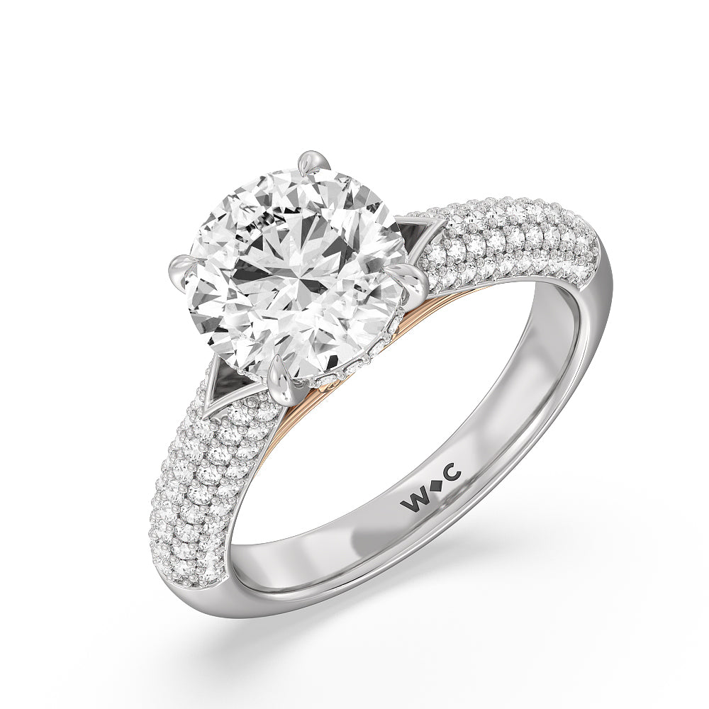 Round Cut The Delancey Ring with Lab Grown Diamond in 14KT White & Rose Gold view 3
