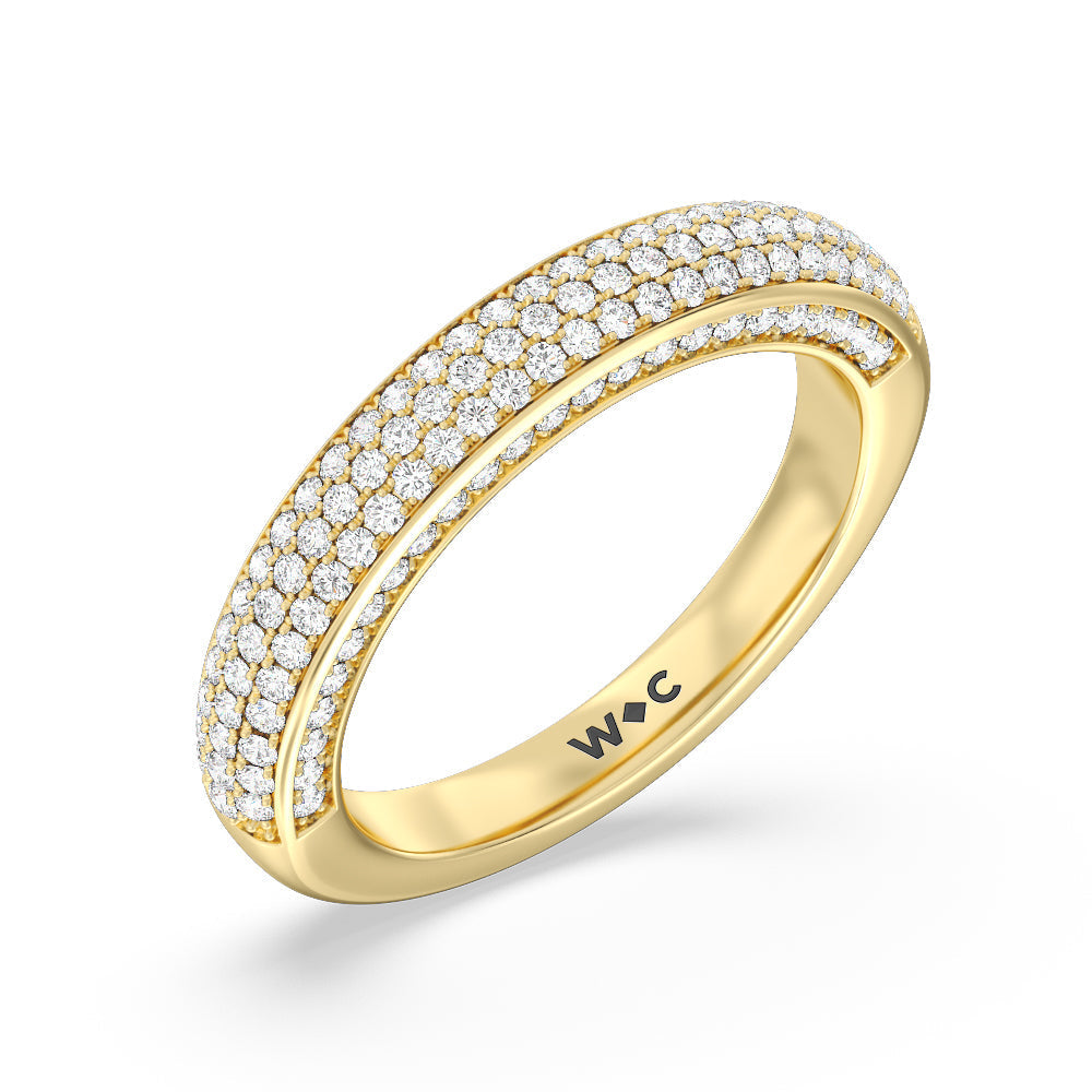The Lafayette Diamond Wedding Band with 18KT Yellow Gold Cut Diamond in 14KT Yellow Gold view 4
