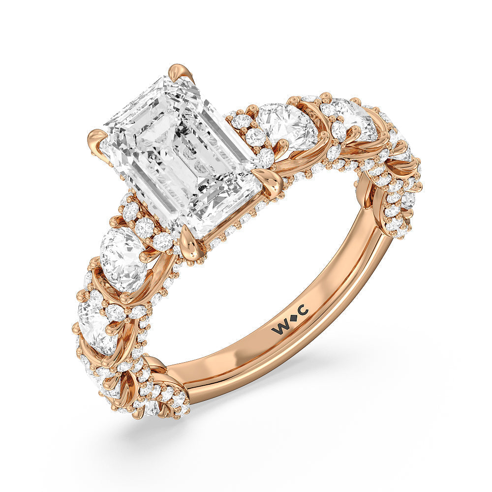 The Fulton Ring with Emerald Cut Diamond in 14KT Rose Gold view 7
