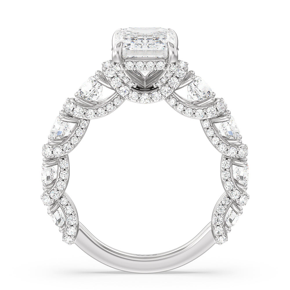 The Fulton Ring with Emerald Cut Diamond in 14KT Platinum view 6
